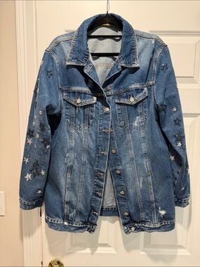 Women’s Blue Denim Star-Embellished Jacket